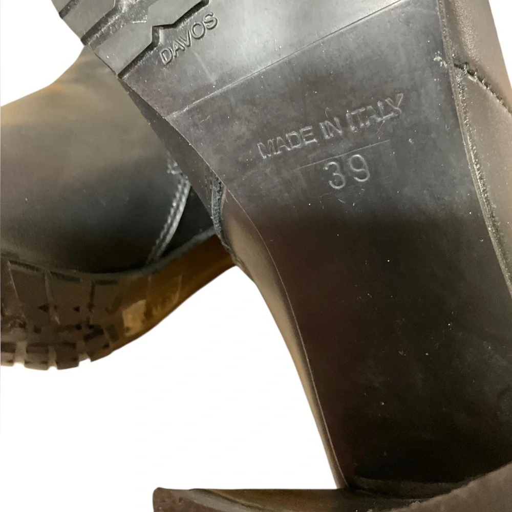 Elena Lachi Ankle Tie Back Ankle boot in Hombre‎ Black Leather. Made In Italy 39